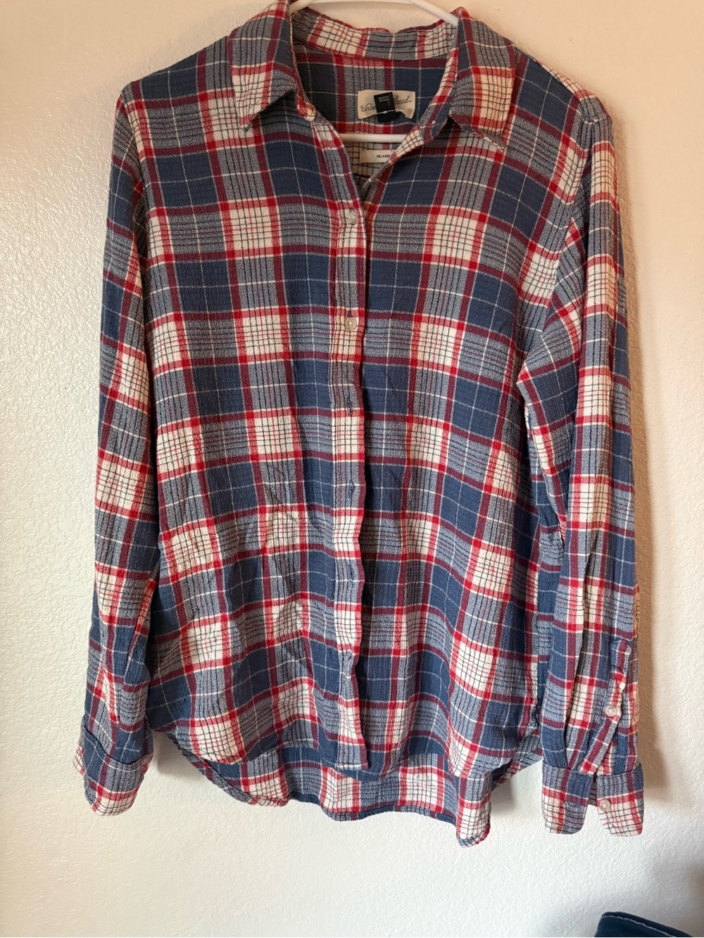 Casual Blue Red White Plaid women’s Shirt